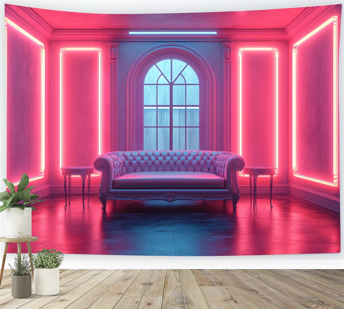 Fashion Doll Backdrop Photography Backdrop Vibrant Neon Lounge Backdrop UK CJJ2-90