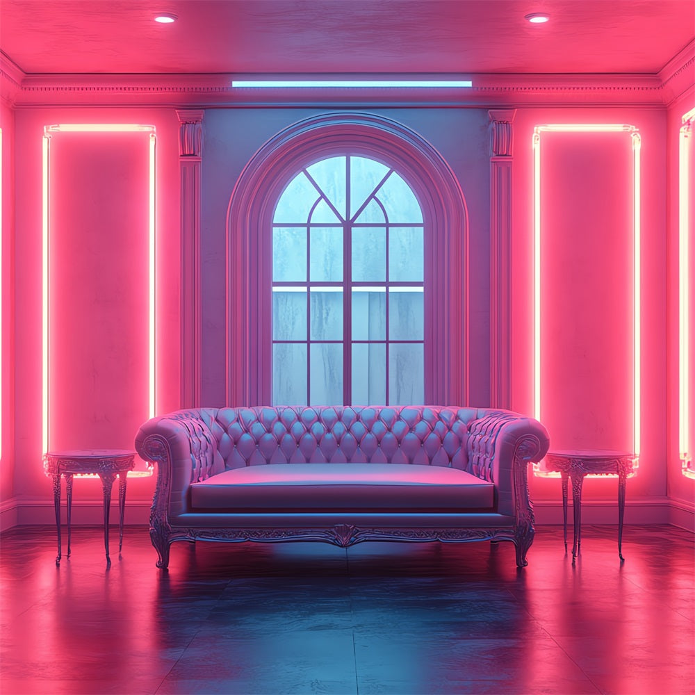 Fashion Doll Backdrop Photography Backdrop Vibrant Neon Lounge Backdrop UK CJJ2-90