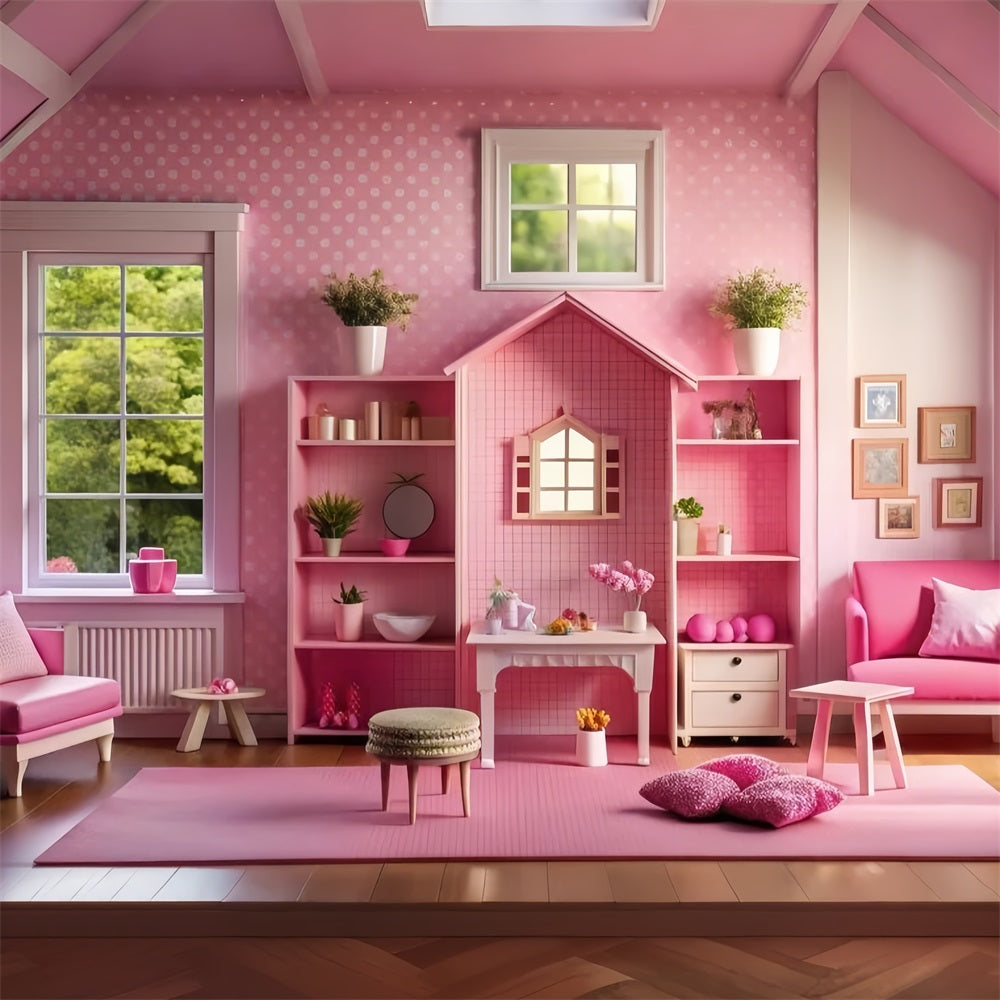 Fashion Doll Backdrop Backdrops Pink Dollhouse Room Backdrop UK CJJ2-91