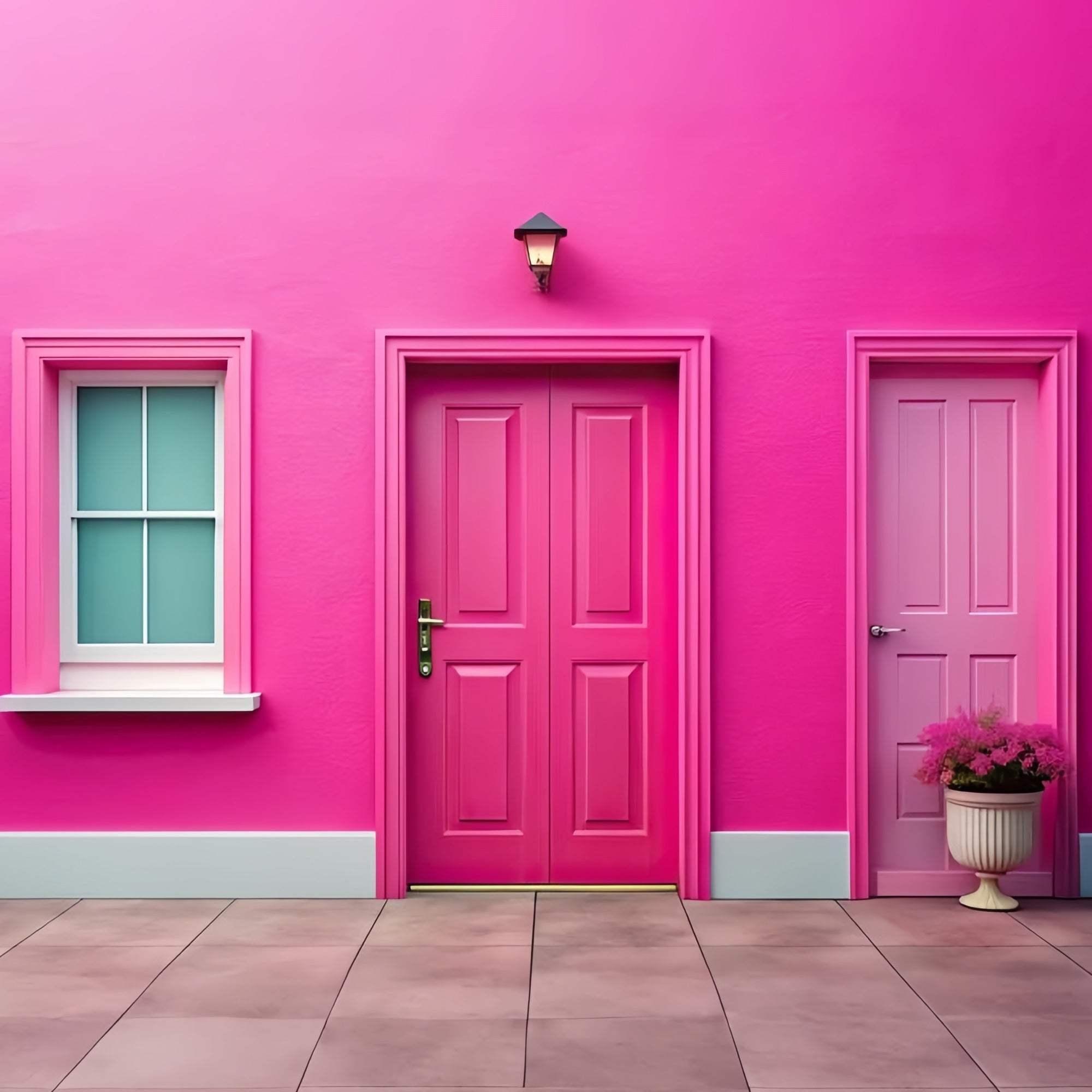 Fashion Doll Backdrop Photo Backdrop Chic Pink House Entrance Backdrop UK CJJ2-92