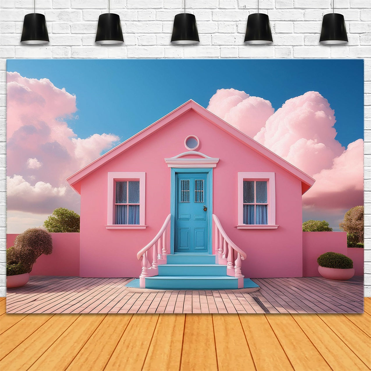 Fashion Doll Backdrop Dreamhouse Backdrop Fairy Tale Blue Door Backdrop UK CJJ2-97