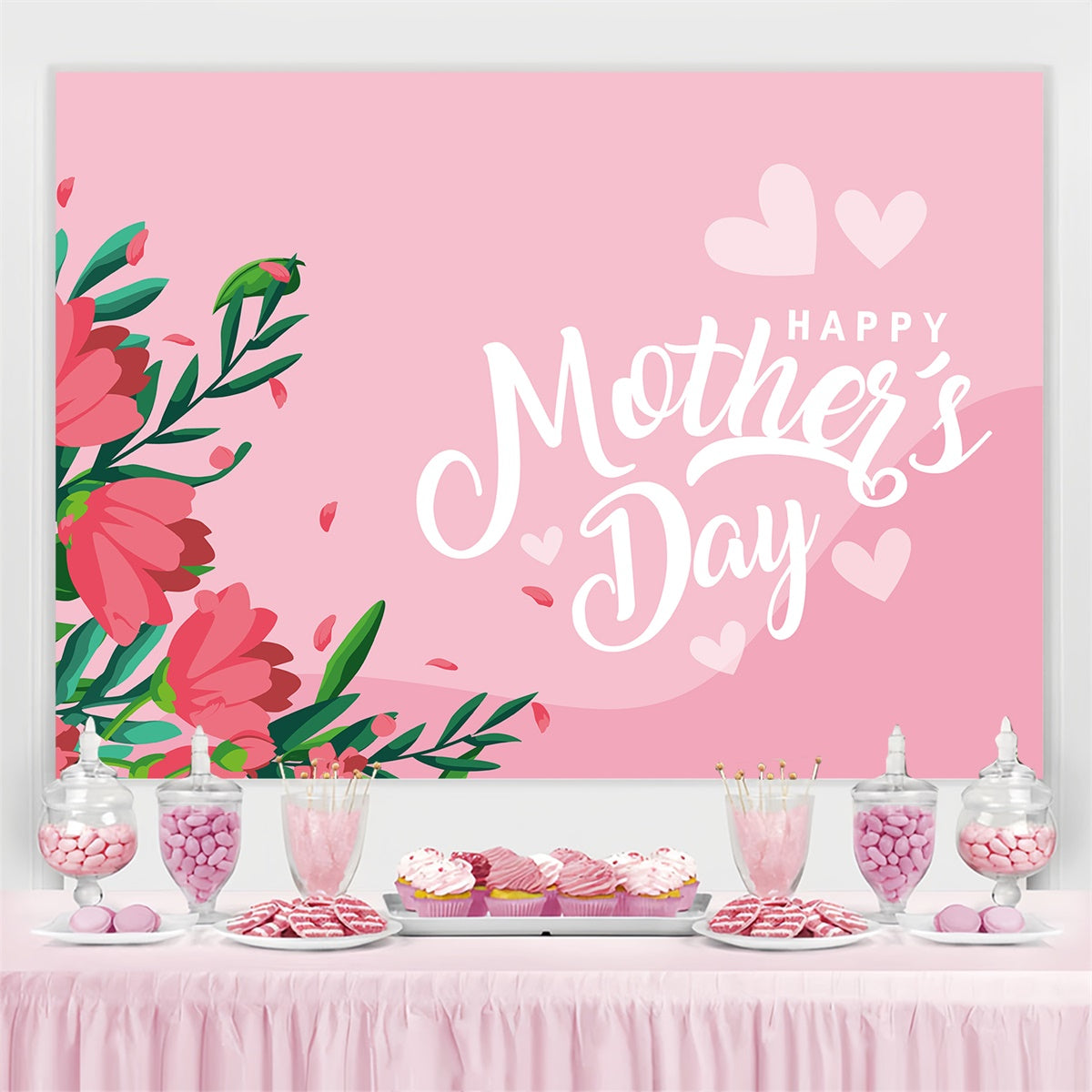 Mothers Day Photo Backdrop Dreamy Pastel Flower Custom Backdrop UK CJJ3-101
