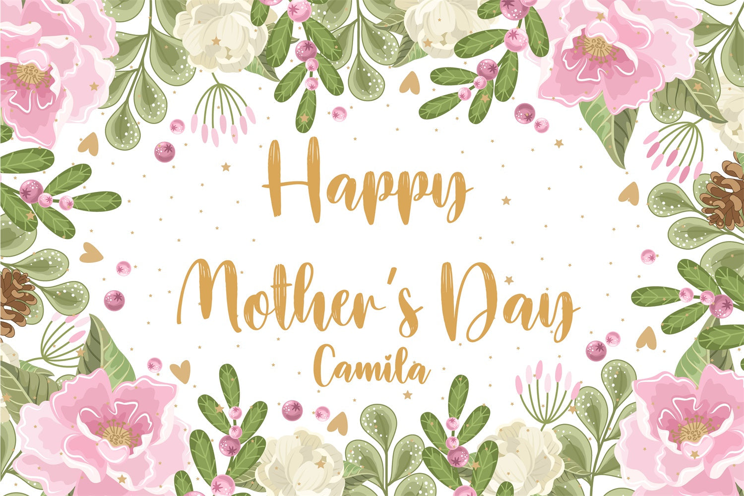 Mothers Day Backdrops Graceful Greenery Flowers Custom Backdrop UK CJJ3-102