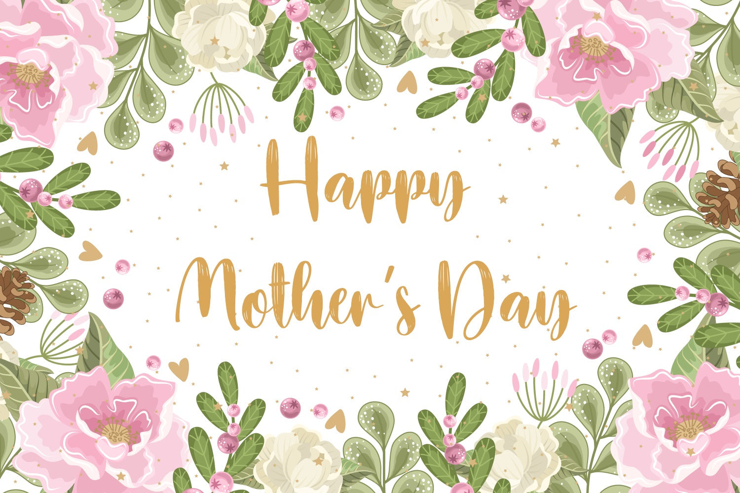 Mothers Day Backdrops Graceful Greenery Flowers Custom Backdrop UK CJJ3-102