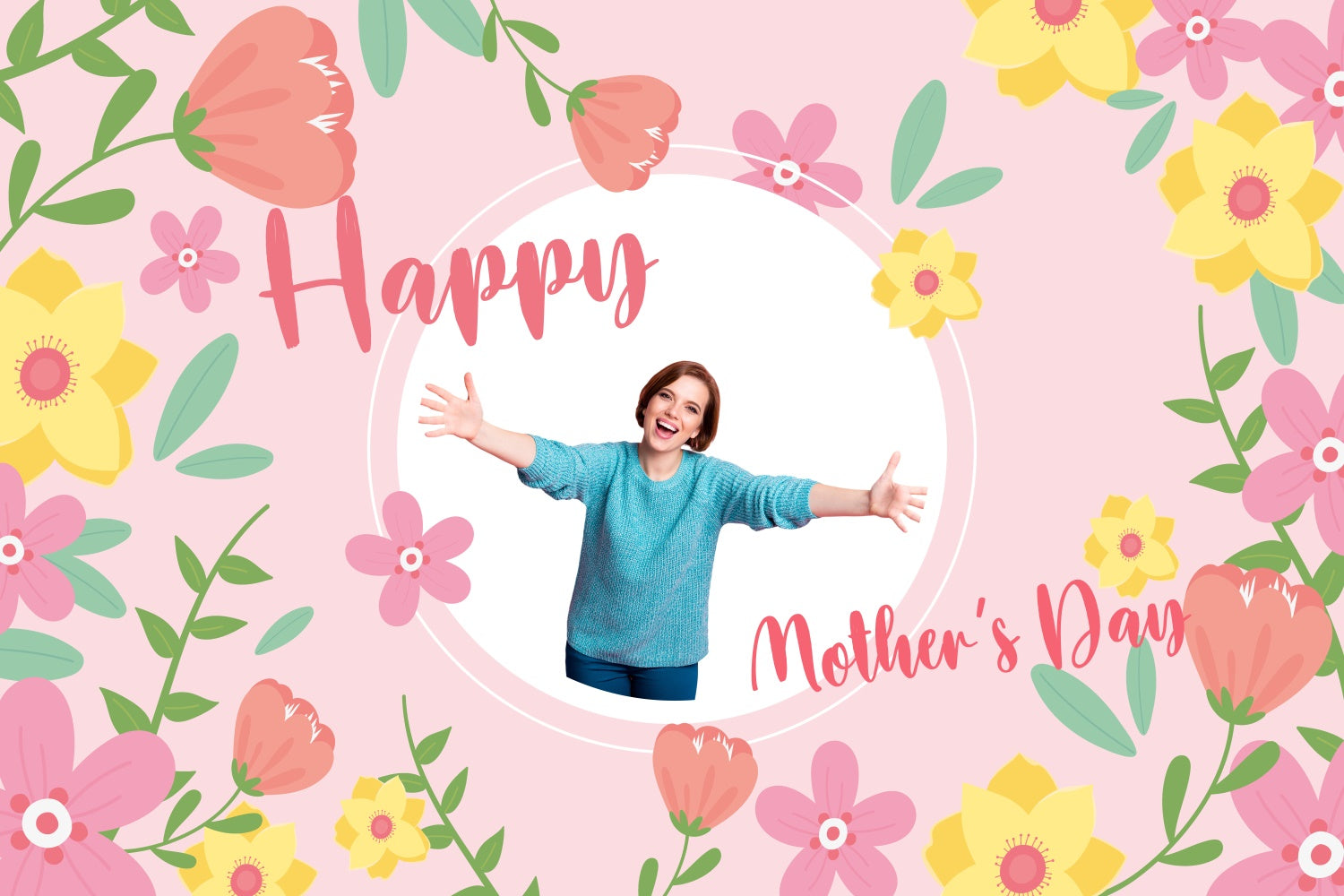Backdrops For Mother's Day Sweet Floral Pink Custom Backdrop UK CJJ3-103