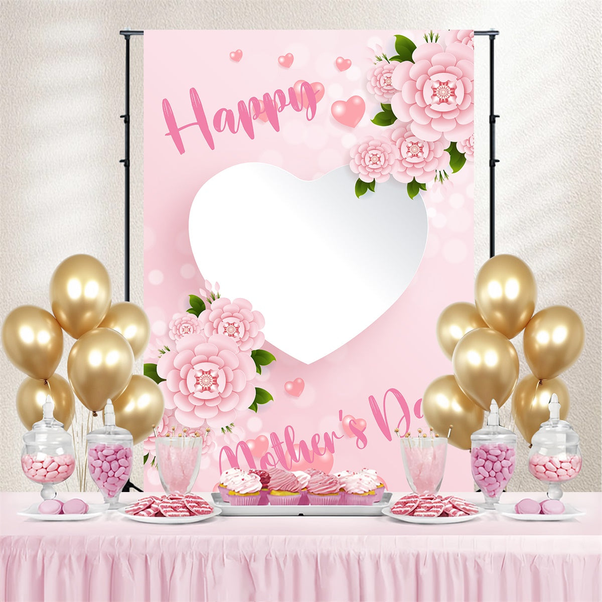 Mother's Day Backdrop Delicate Blush Rose Love Custom Backdrop UK CJJ3-105