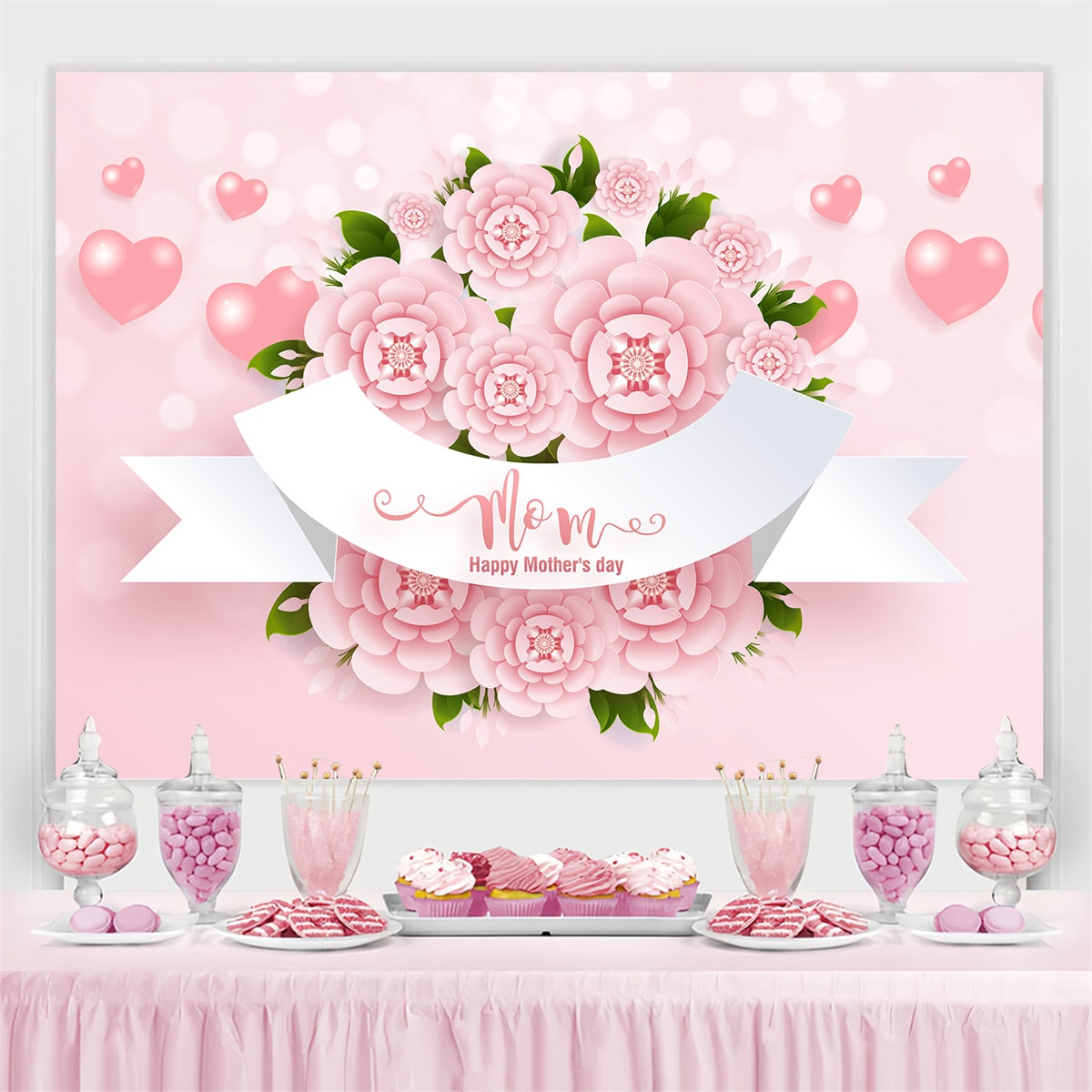 Mothers Day Photo Backdrop Blooming Roses Elegant Custom Backdrop UK CJJ3-106