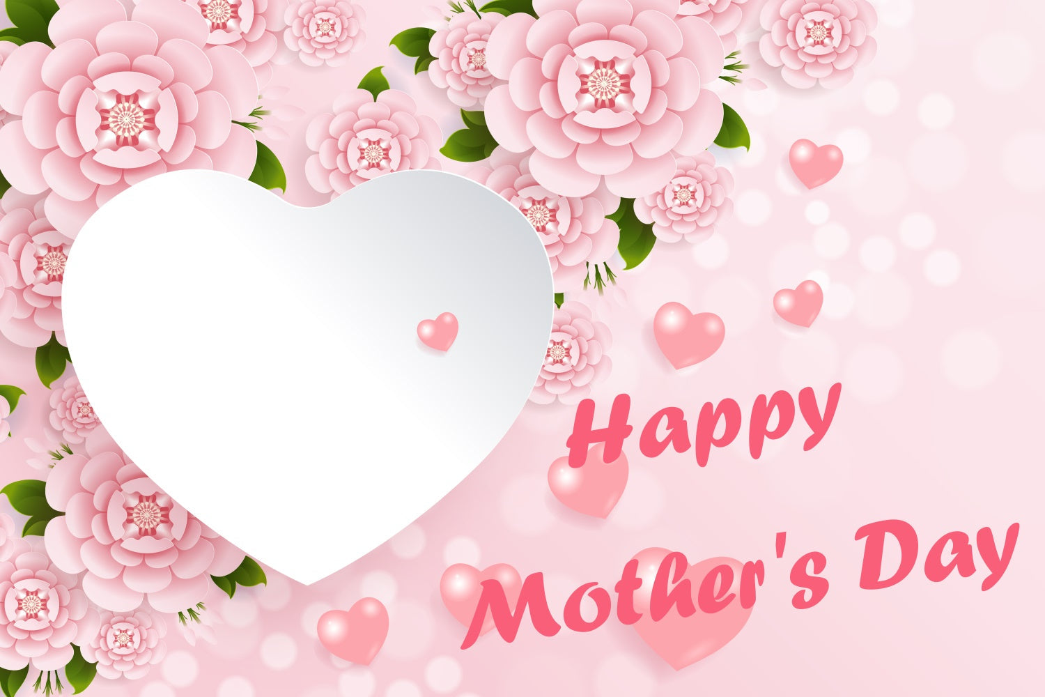 Mothers Day Backdrop Romantic Floral Heart Customized Backdrop UK CJJ3-107