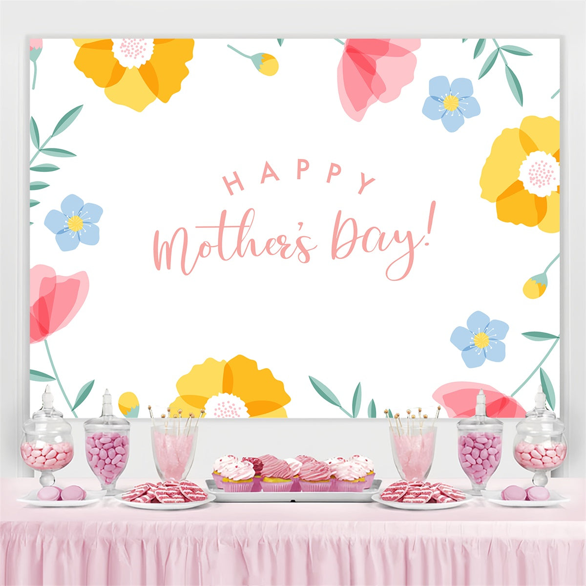 Mothers Day Photo Backdrop Soft Watercolor Flower Custom Backdrop UK CJJ3-108