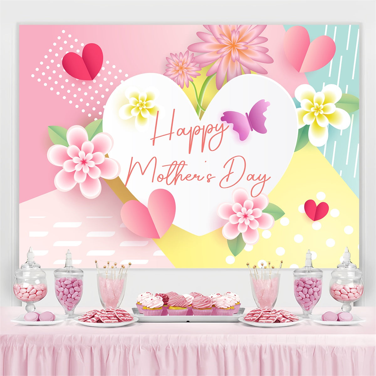 Mothers Day Backdrops Whimsical Butterfly Floral Custom Backdrop UK CJJ3-110