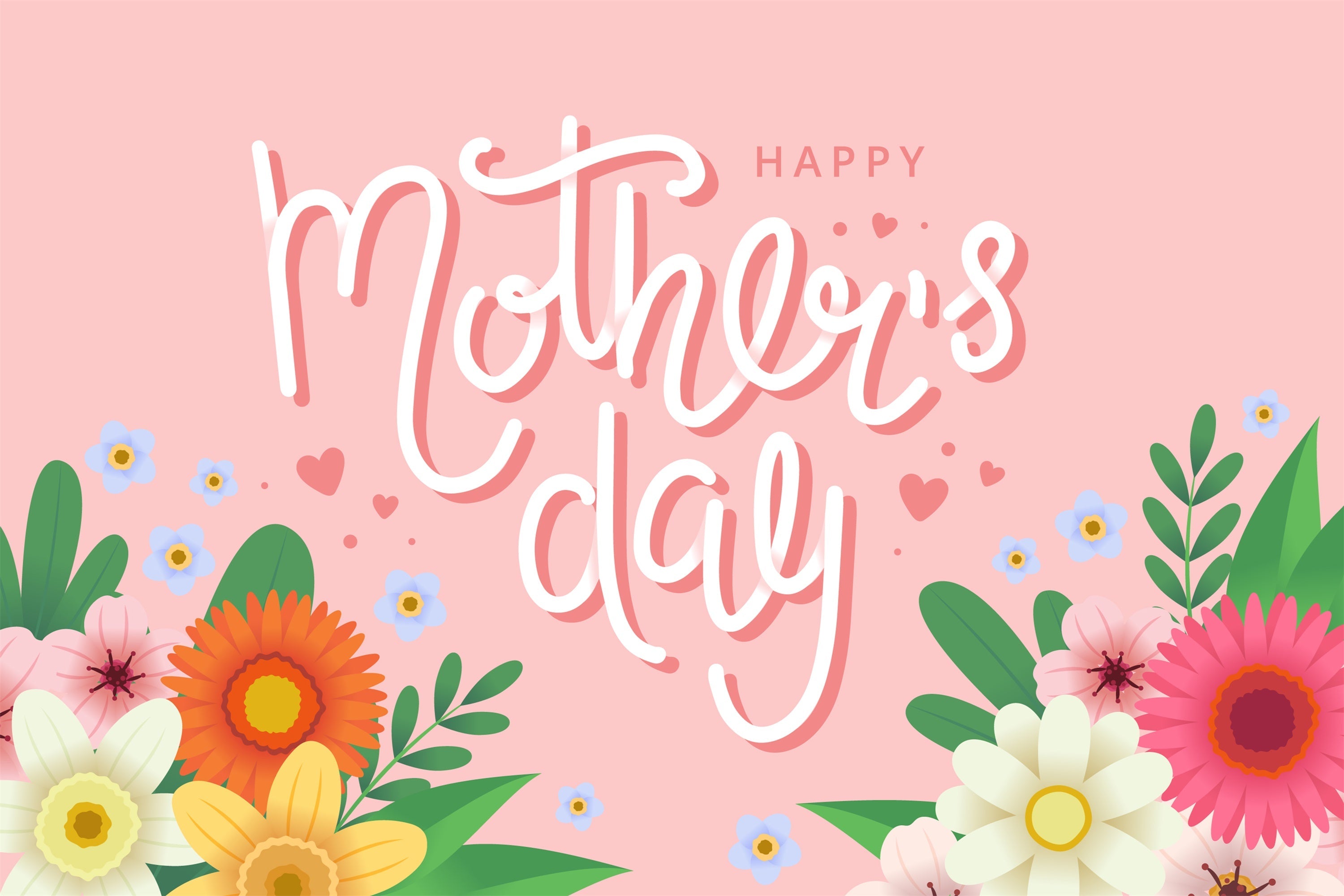 Mothers Day Backdrop Cheerful Floral Lettering Custom Backdrop UK CJJ3-111
