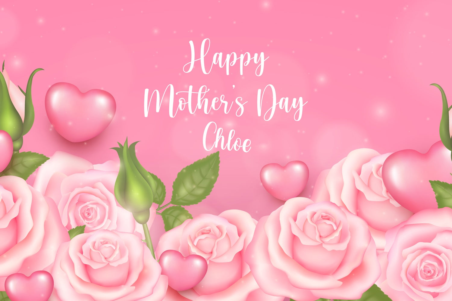 Happy Mother's Day Backdrop Warm Heart Pink Rose Custom Backdrop UK CJJ3-113