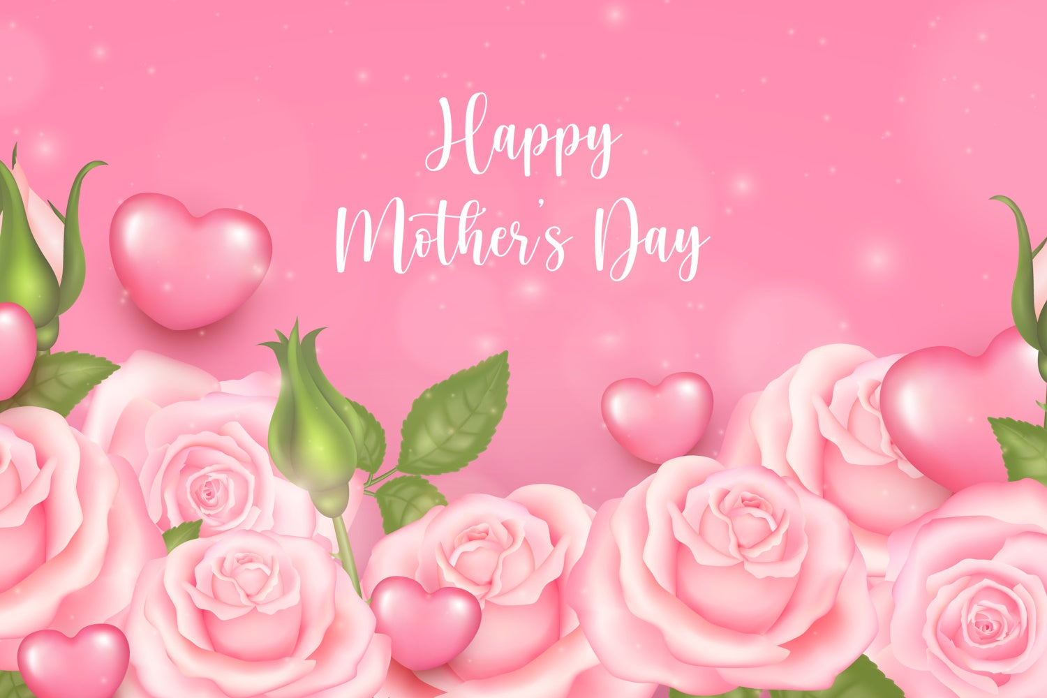 Happy Mother's Day Backdrop Warm Heart Pink Rose Custom Backdrop UK CJJ3-113