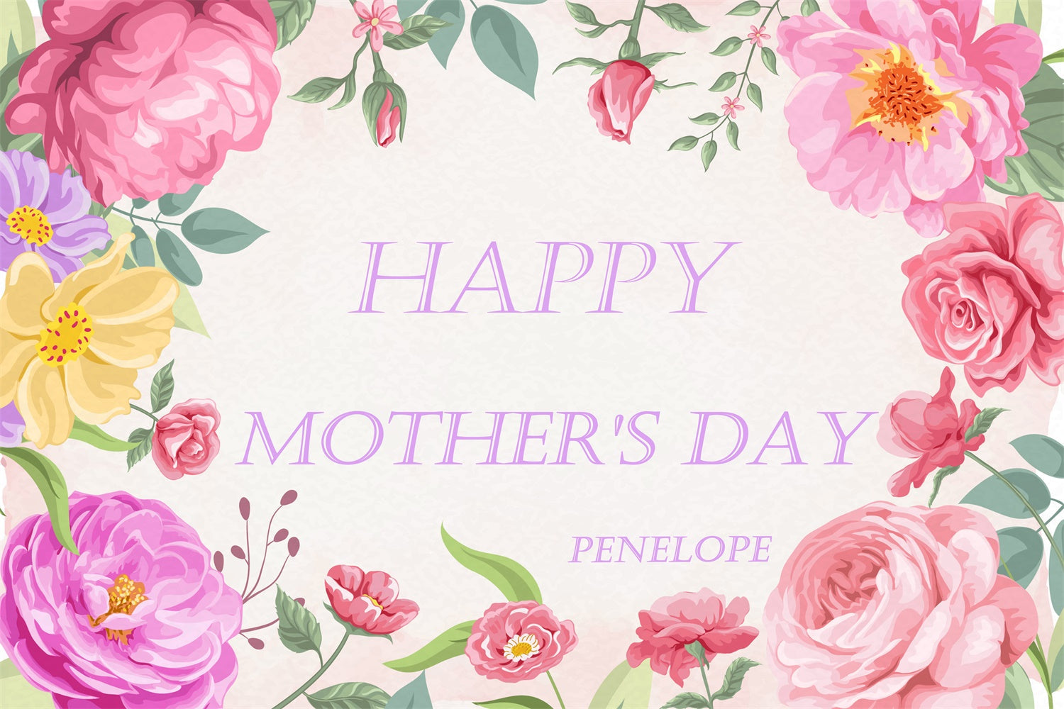 Mother's Day Backdrop Vintage Floral Frame Customized Backdrop UK CJJ3-115