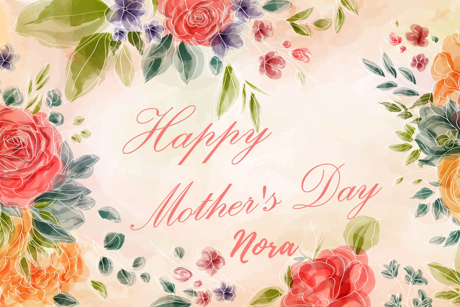 Mothers Day Photo Backdrop Rustic Watercolor Rose Custom Backdrop UK CJJ3-120