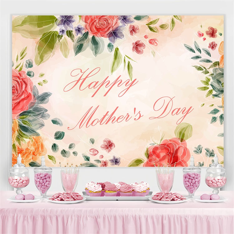 Mothers Day Photo Backdrop Rustic Watercolor Rose Custom Backdrop UK CJJ3-120