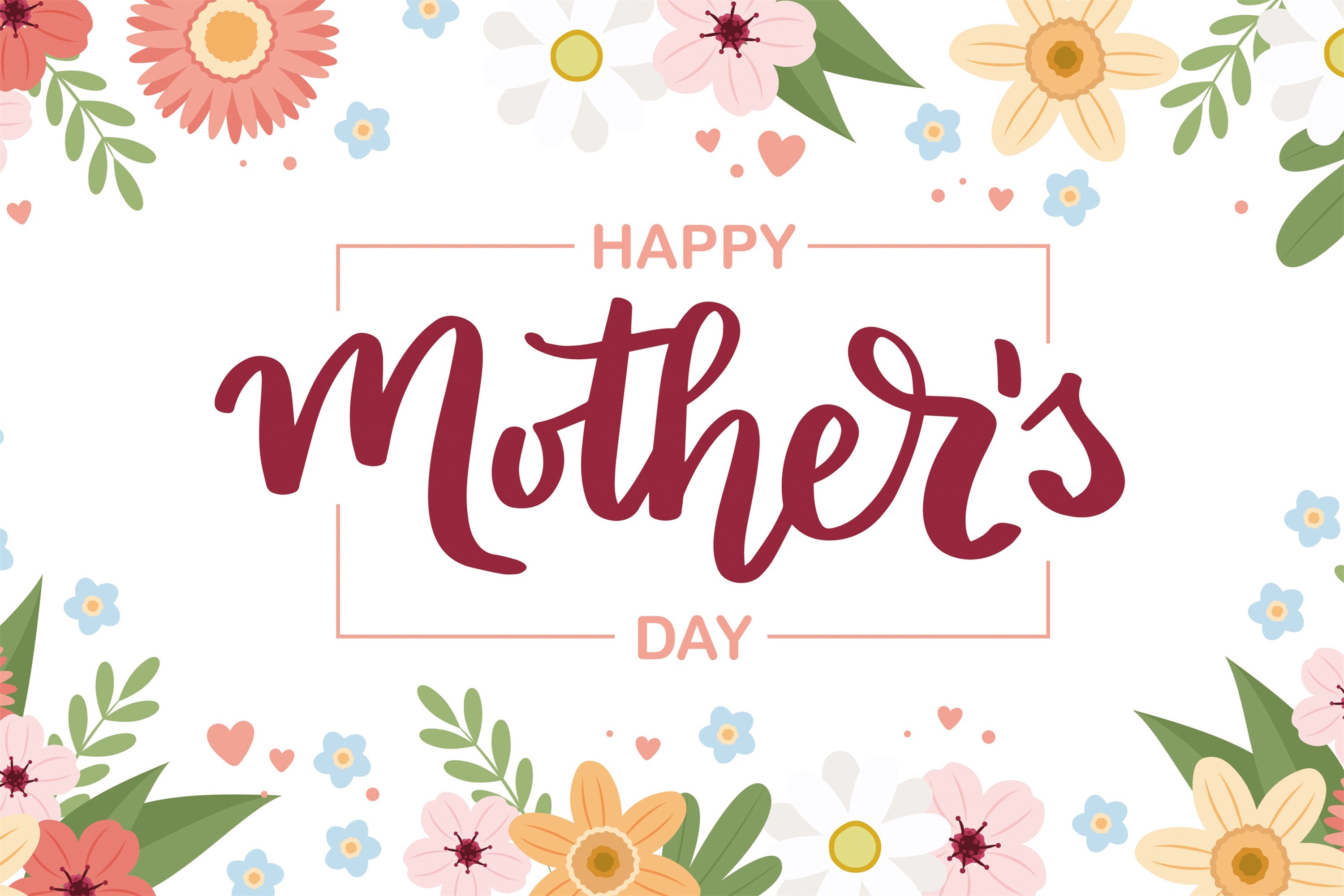 Backdrops For Mother's Day Elegant Floral Frame Custom Backdrop UK CJJ3-121