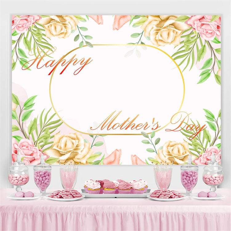 Mother's Day Backdrop Ideas Golden Floral Frame Custom Backdrop UK CJJ3-122