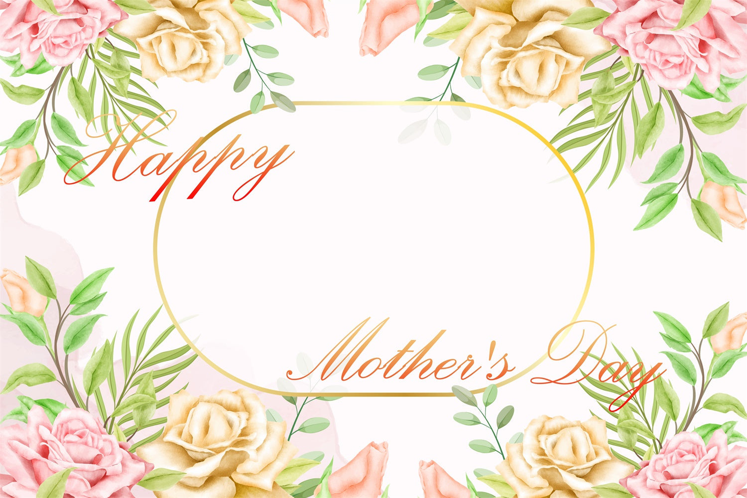 Mother's Day Backdrop Ideas Golden Floral Frame Custom Backdrop UK CJJ3-122