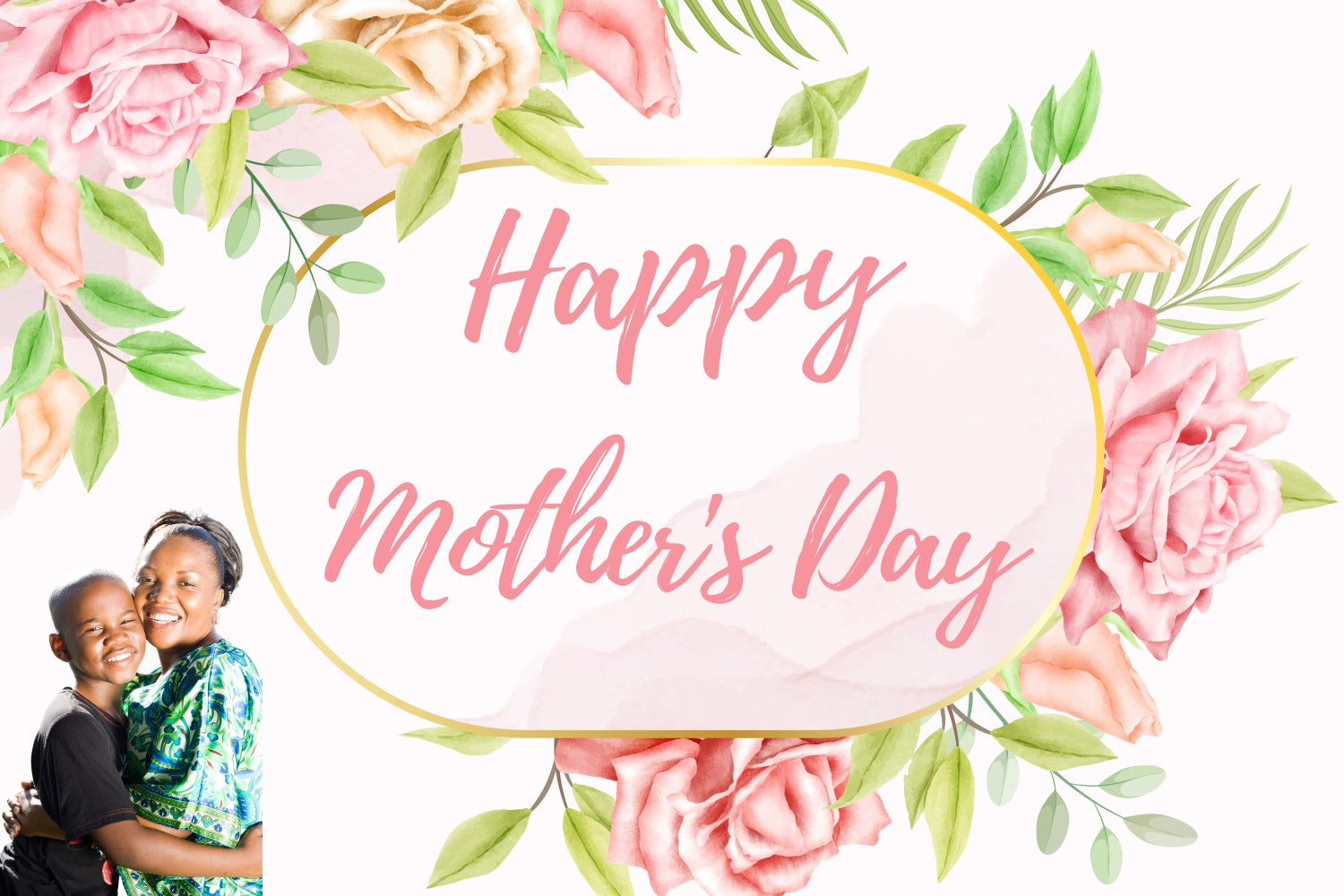 Mothers Day Backdrop Romantic Rose Gold Frame Custom Backdrop UK CJJ3-123