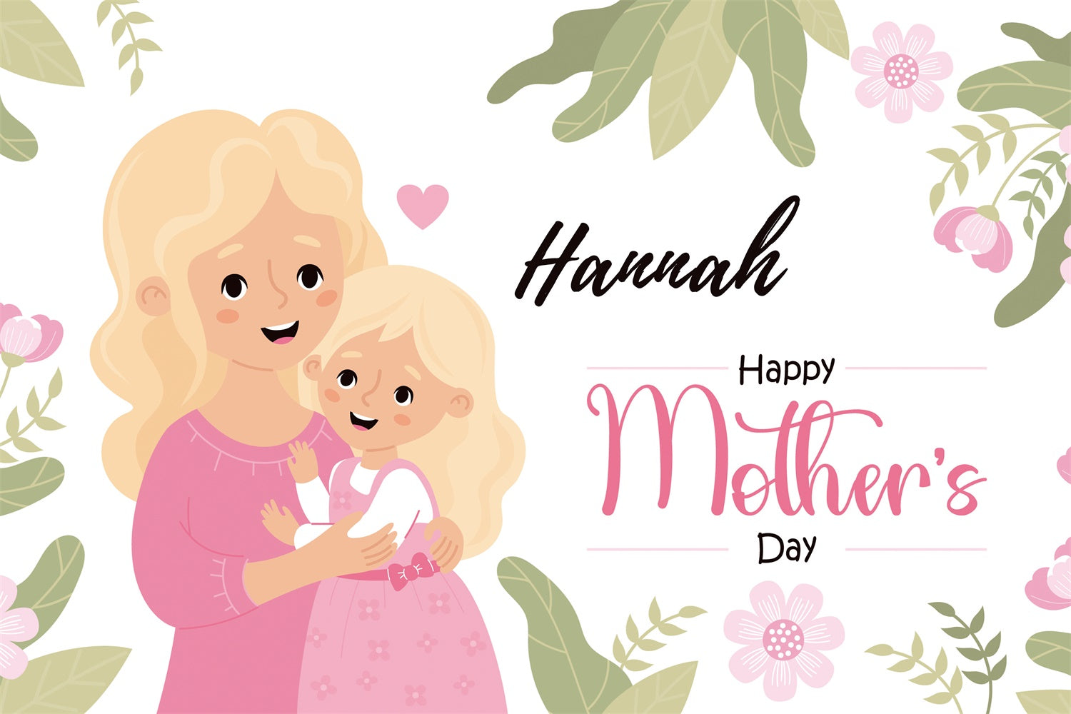 Mothers Day Backdrops Pink Floral Cartoon Personalized Backdrop UK CJJ3-125