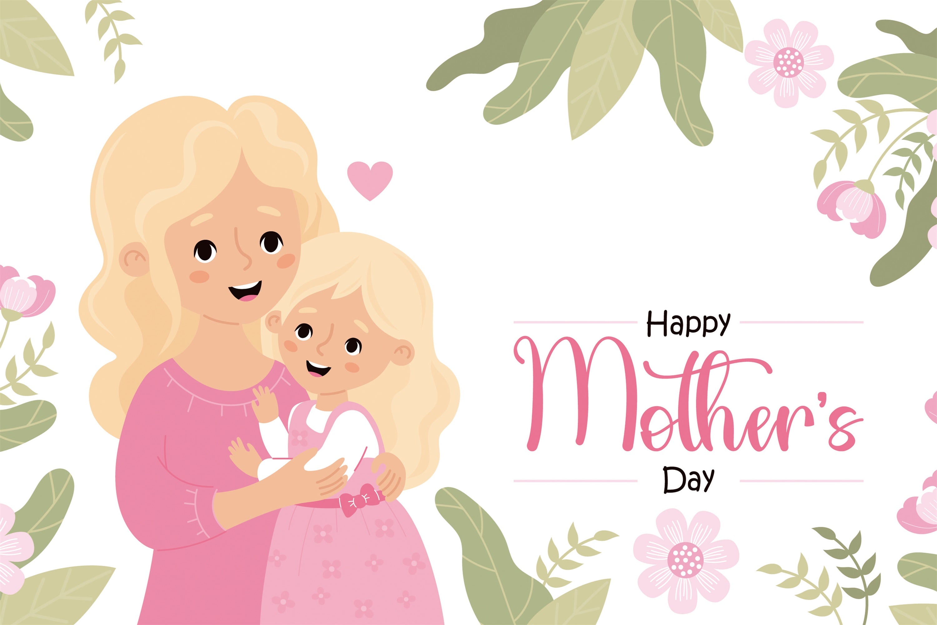 Mothers Day Backdrops Pink Floral Cartoon Personalized Backdrop UK CJJ3-125
