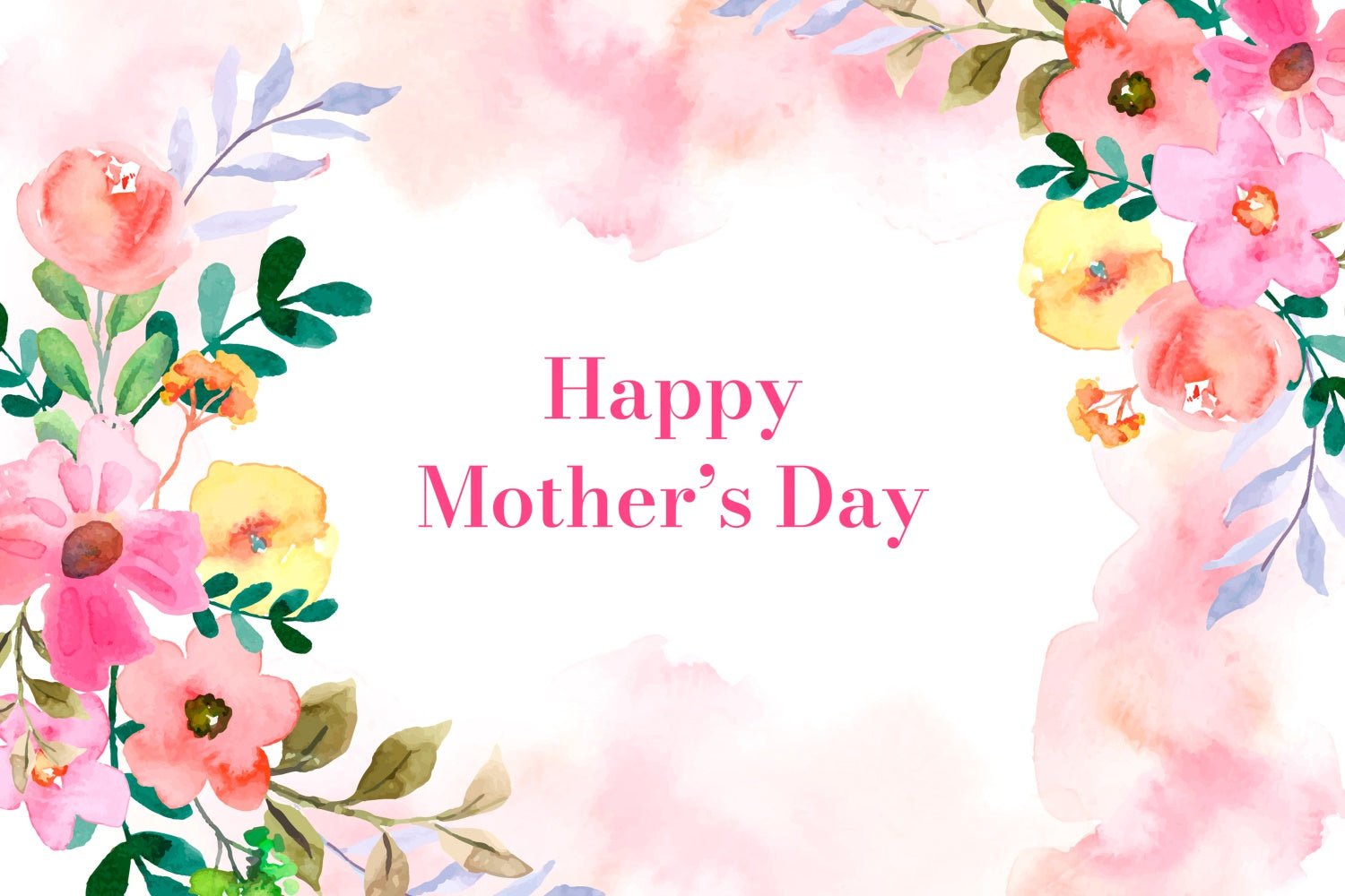 Backdrops For Mother's Day Blush Watercolor Floral Custom Backdrop UK CJJ3-133