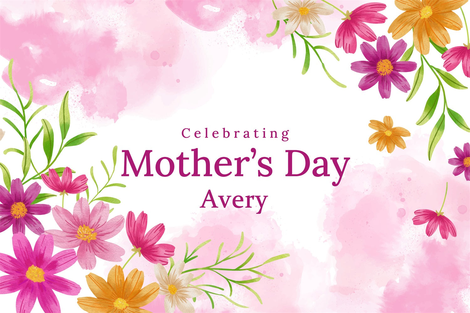Mothers Day Photo Backdrops Pink Bloom Watercolor Customized Backdrop UK CJJ3-134