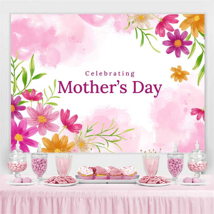 Mothers Day Photo Backdrops Pink Bloom Watercolor Customized Backdrop UK CJJ3-134