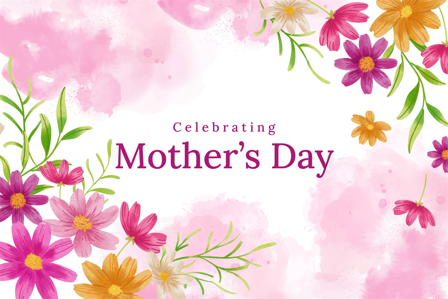 Mothers Day Photo Backdrops Pink Bloom Watercolor Customized Backdrop UK CJJ3-134