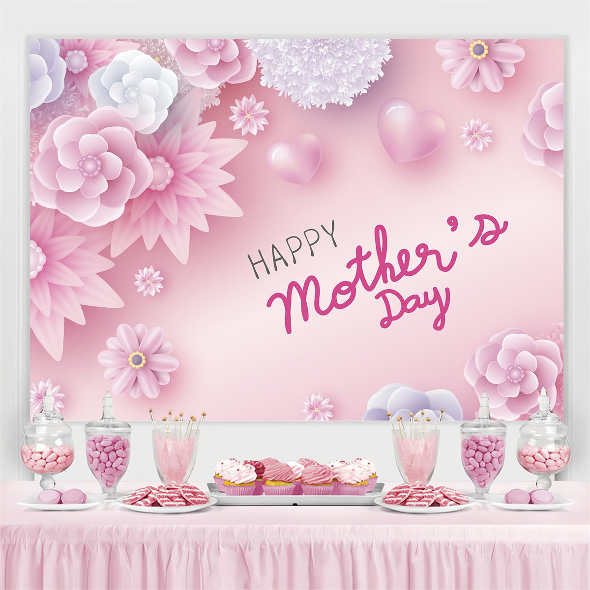Mother's Day Backdrops Dreamy Pastel Floral Customized Backdrop UK CJJ3-144