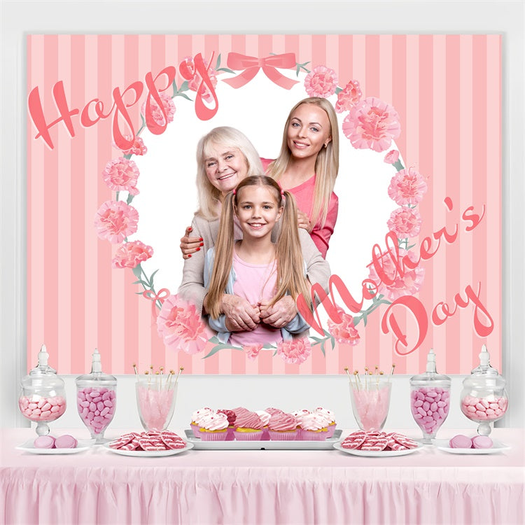 Backdrops For Mother's Day Pink Carnation Wreath Custom Backdrop UK CJJ3-153