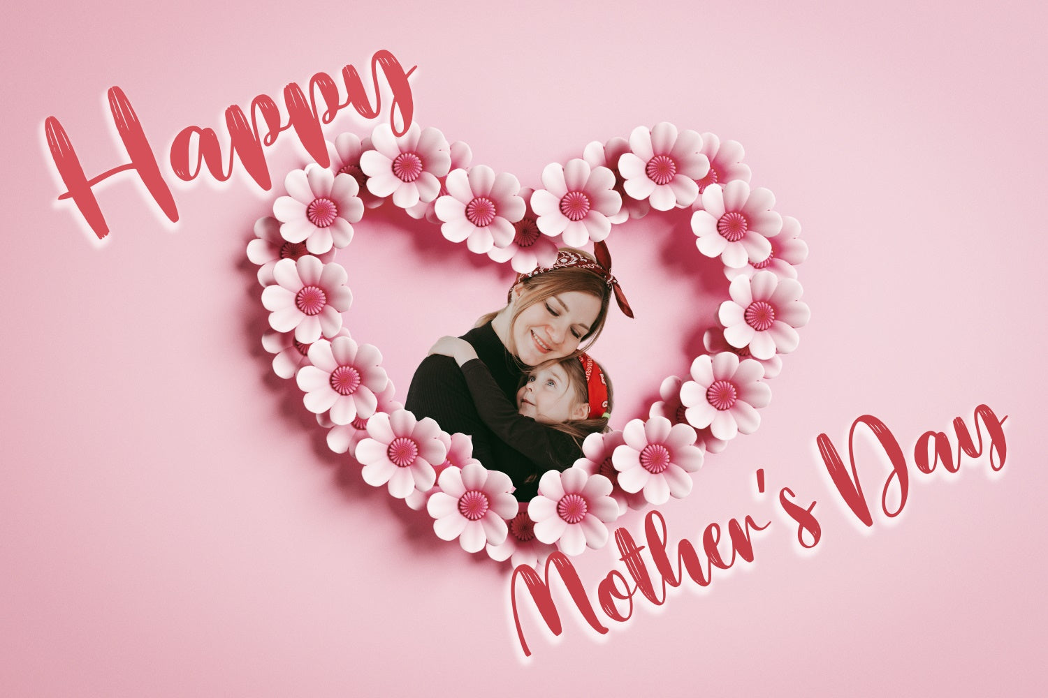 Mothers Day Backdrop Floral Heart Garland Pink Custom Backdrop UK CJJ3-159