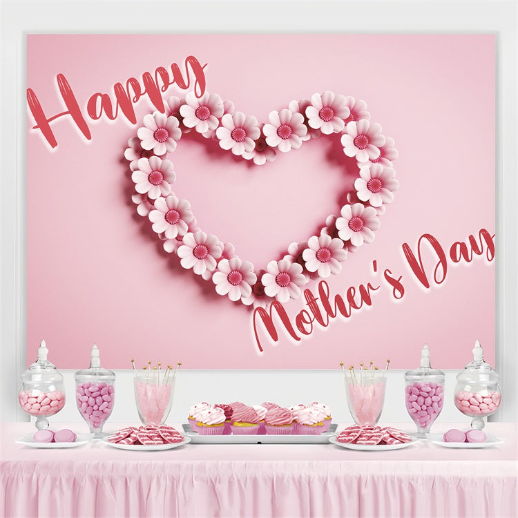 Mothers Day Backdrop Floral Heart Garland Pink Custom Backdrop UK CJJ3-159