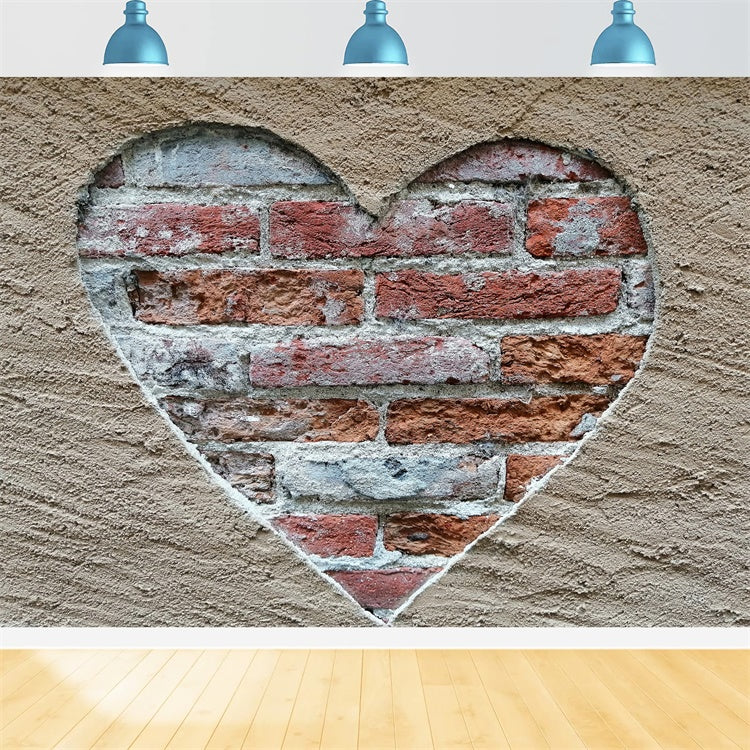 Brick Wall Photo Backdrop Rustic Heart Brick Cutout Backdrop UK CJJ3-16