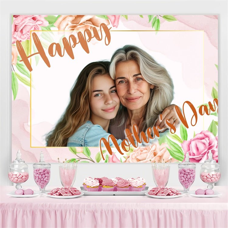 Mothers Day Photo Backdrops Watercolor Floral Frame Custom Backdrop UK CJJ3-160