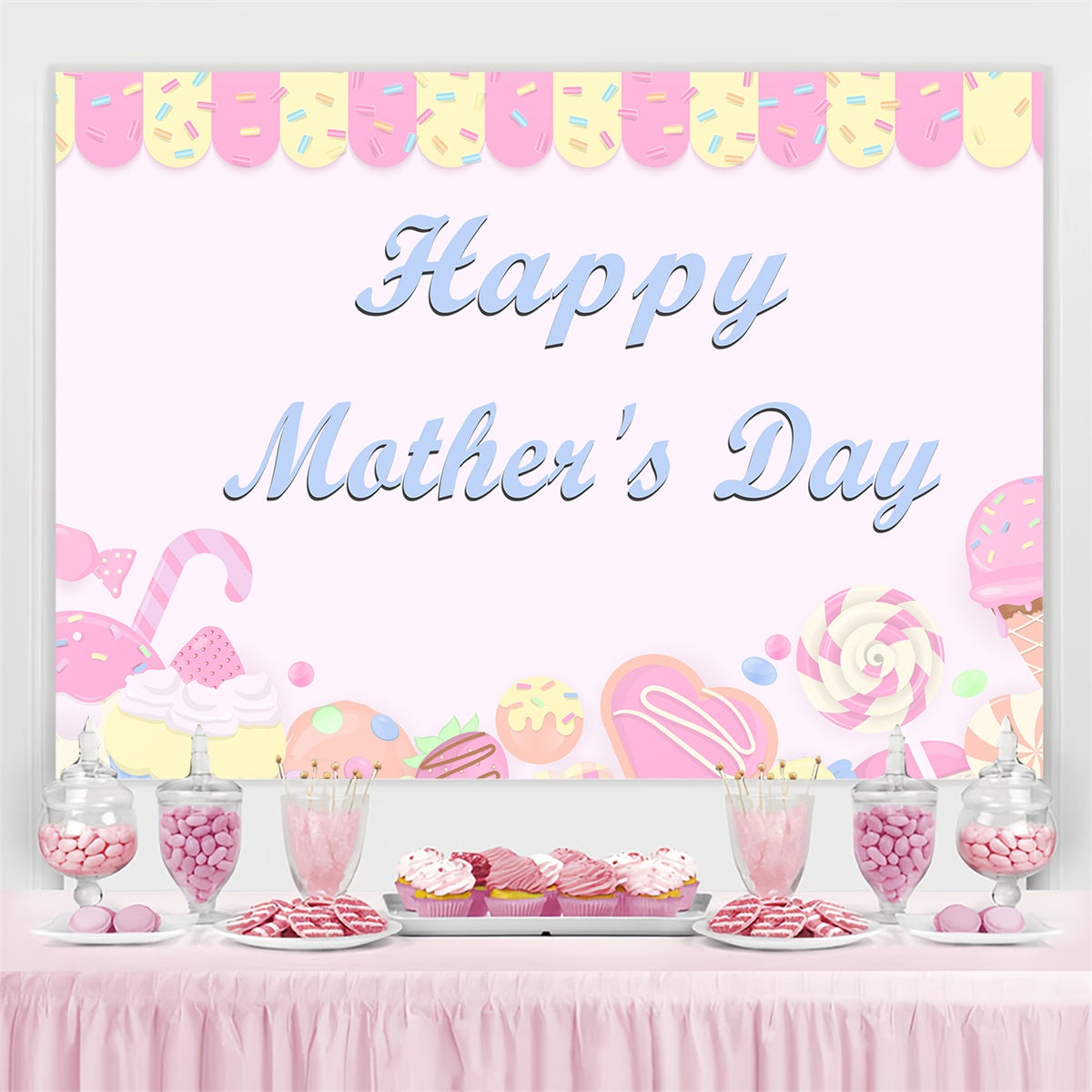 Happy Mother's Day Backdrop Dreamy Dessert Candy Custom Backdrop UK CJJ3-170