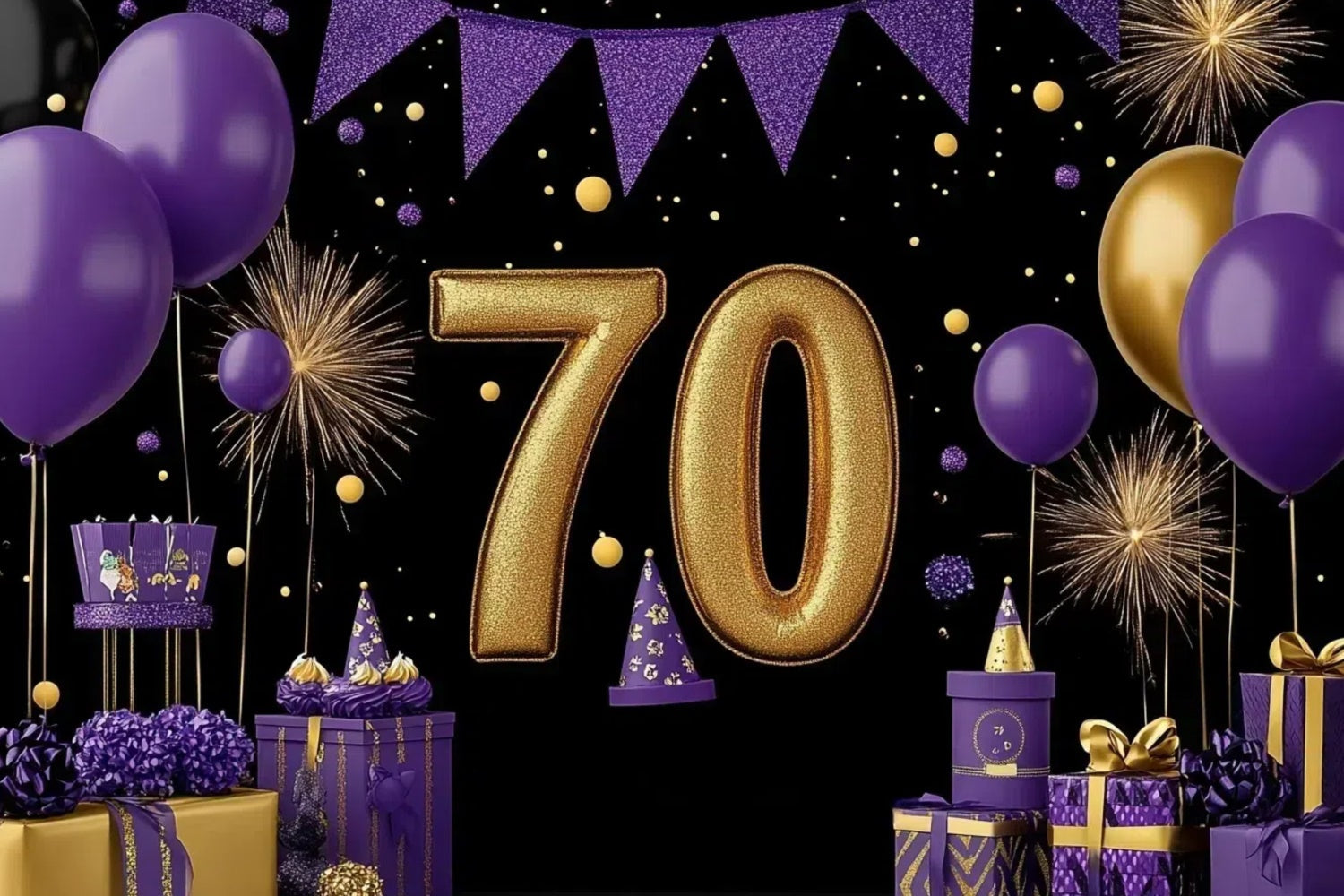Personalized 70th Birthday Backdrop Purple Balloon Luxury Backdrop UK CJJ3-210