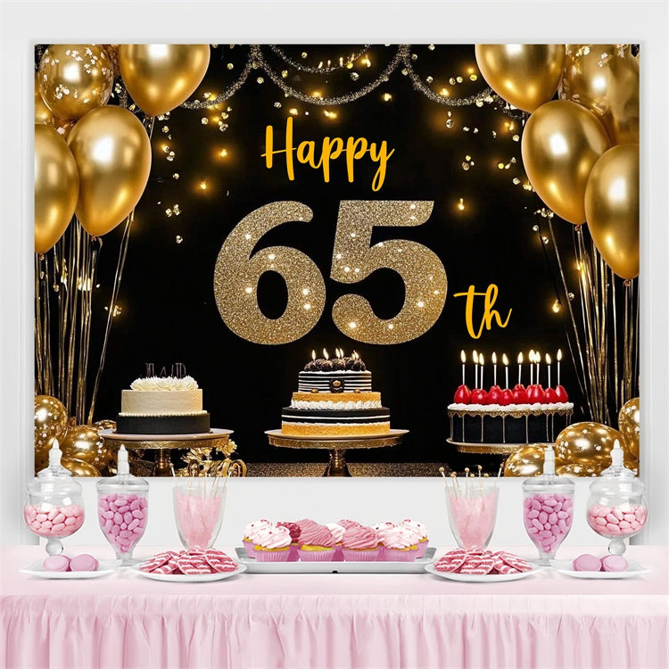 Customize Backdrop For Birthday Gold Balloons Cake 65th Backdrop UK CJJ3-211