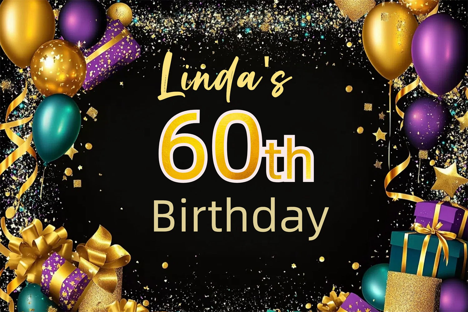 Personalized 60th Birthday Backdrop Balloon Colorful Confetti Backdrop UK CJJ3-215