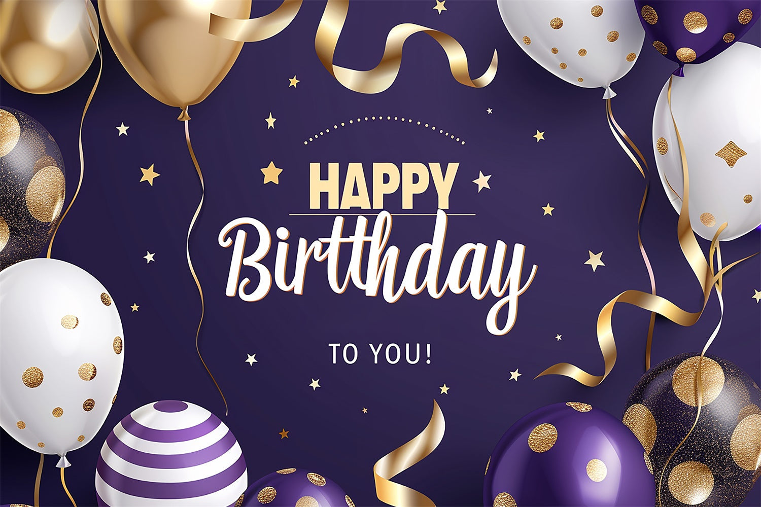 Personalized Birthday Backdrops Golden Dots Balloon Purple Backdrop UK CJJ3-219