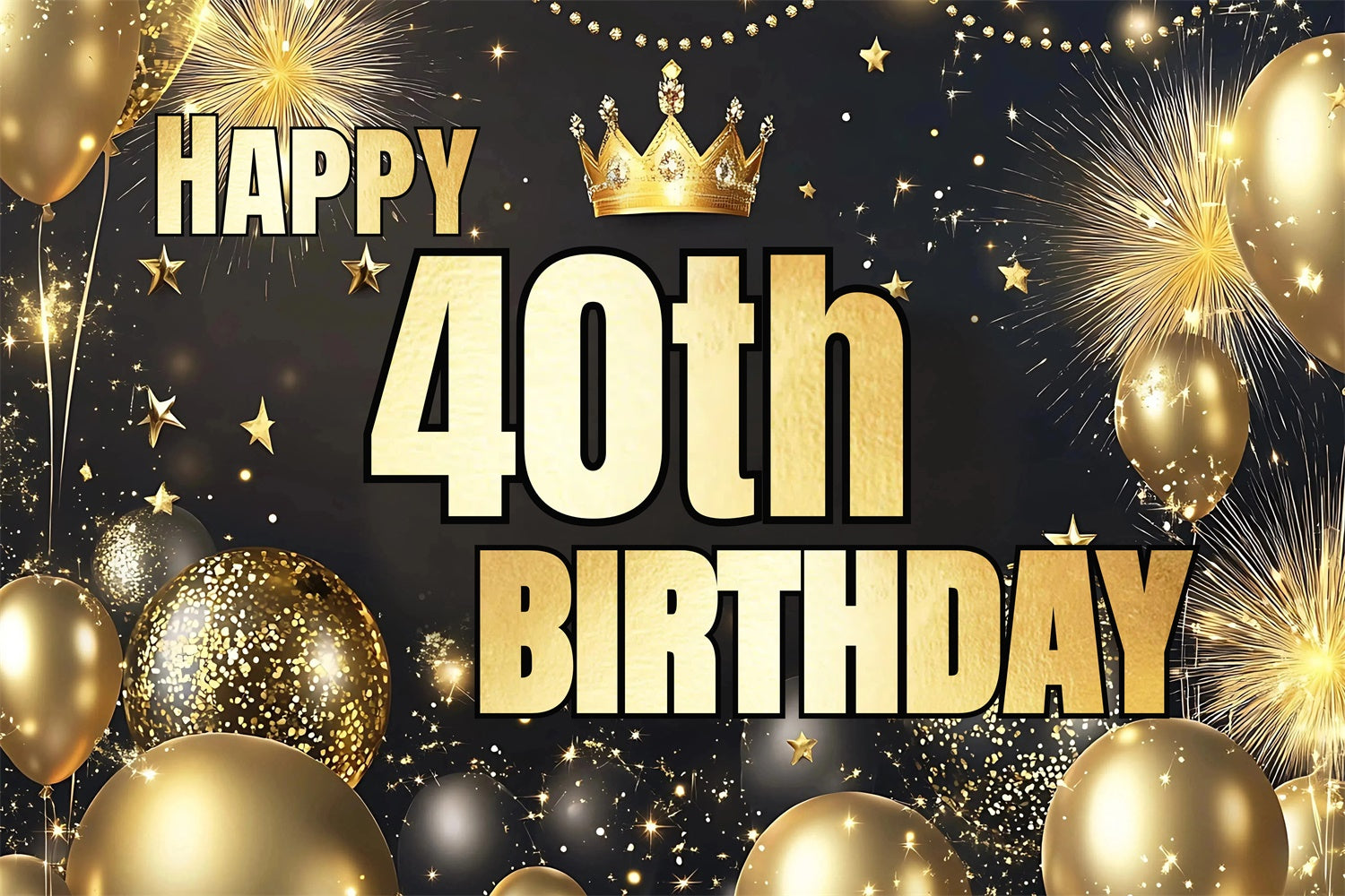 Custom Birthday Backdrops Elegant Balloon Fireworks 40th Backdrop UK CJJ3-220