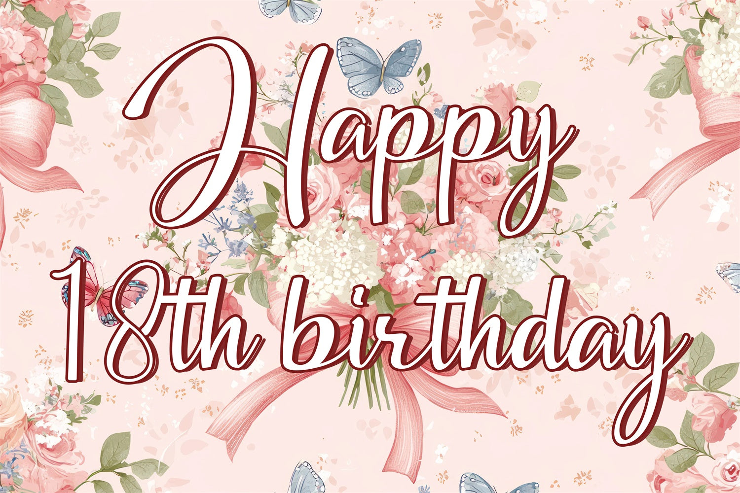 Customize Backdrop For Birthday Romantic Pink Blossom 18th Backdrop UK CJJ3-221