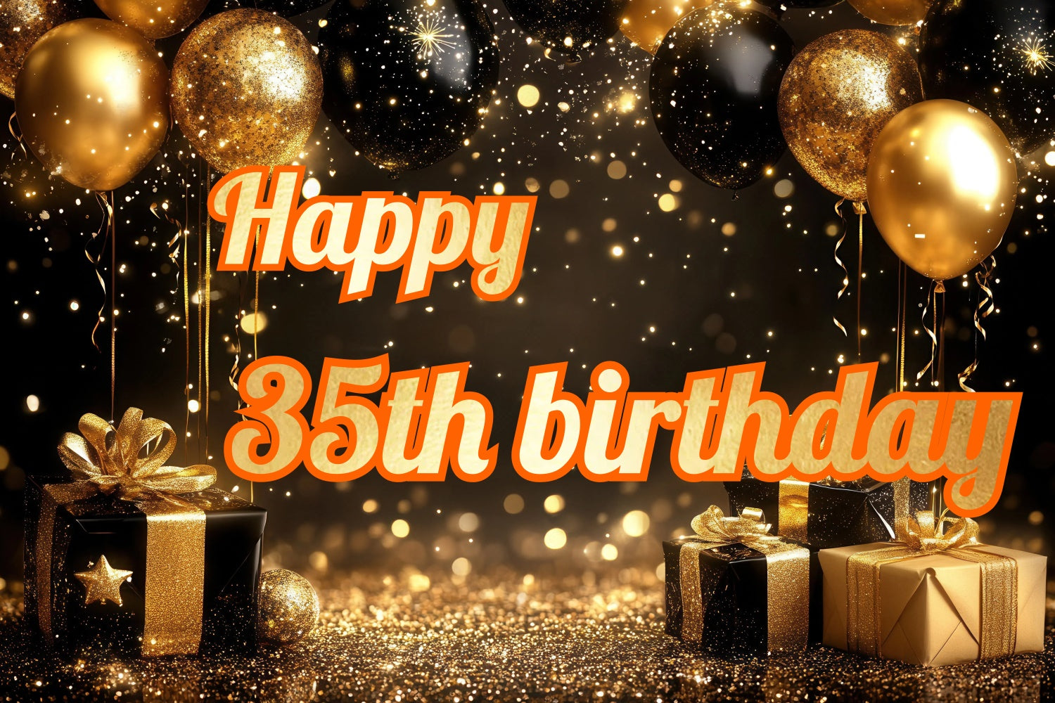 Personalized Birthday Backdrops Luxury 35th Golden Glitter Backdrop UK CJJ3-222