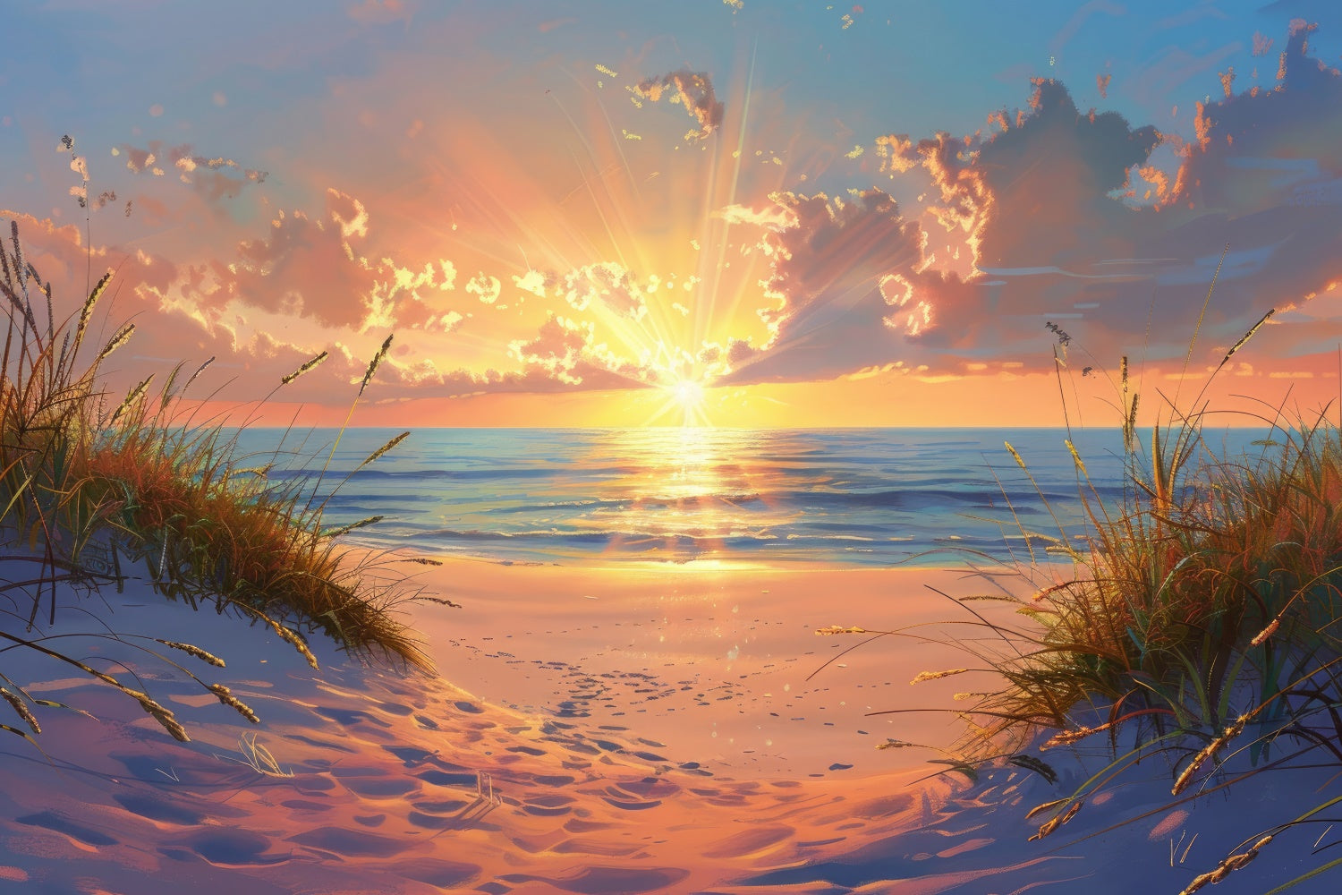 Beach Photo Backdrop Seaside Tranquil Morning Summer Backdrop UK CJJ3-223