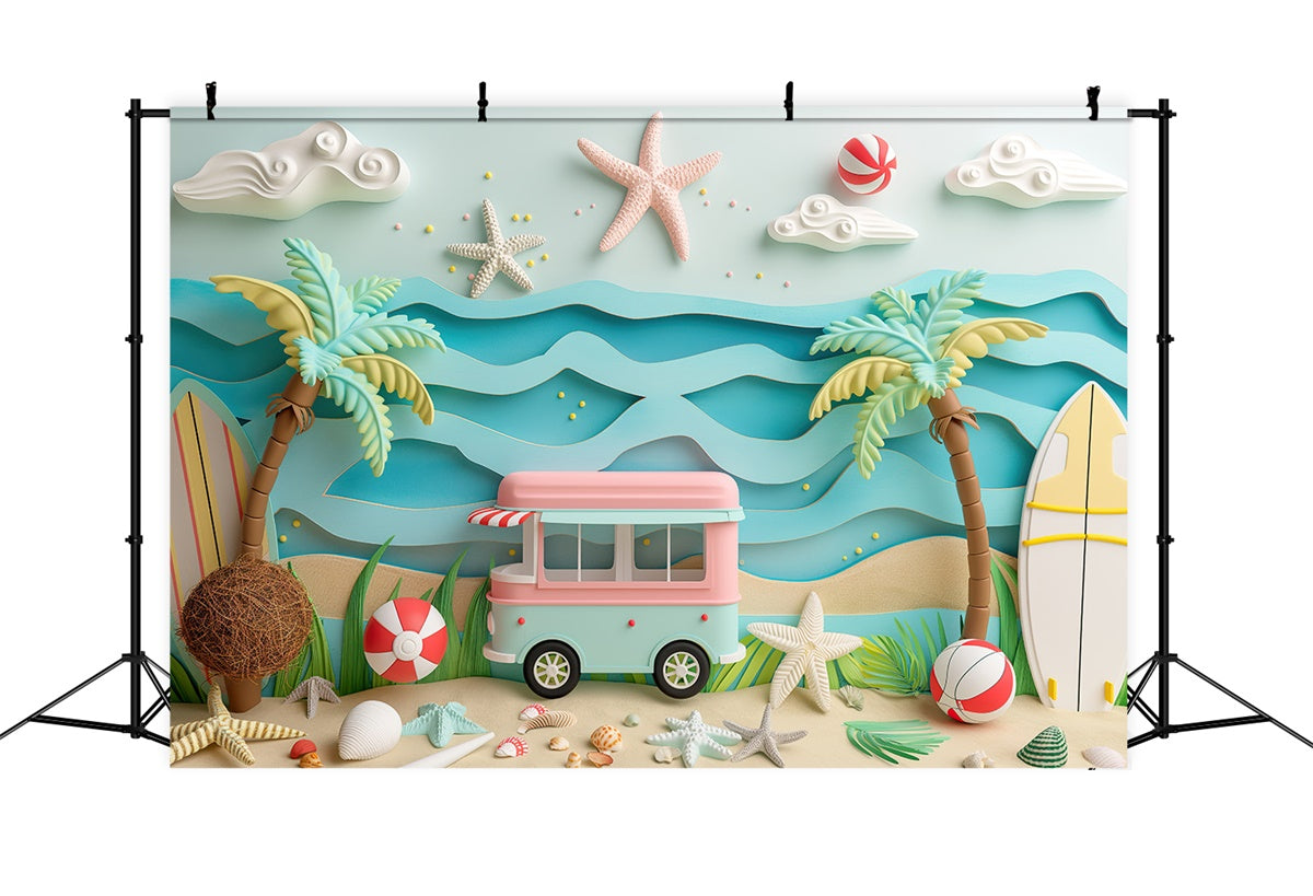 Summer Photo Backdrop Kids Beach Party Tropical Backdrop UK CJJ3-226