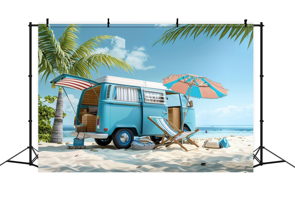Beach Photography Backdrop Road Trip Beach Car Summer Backdrop UK CJJ3-227