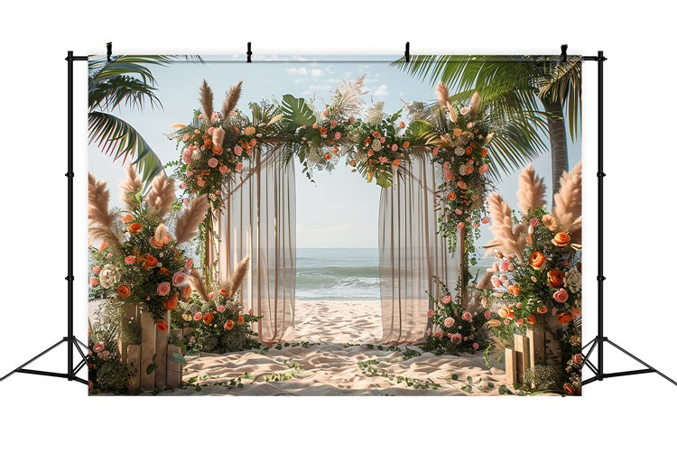 Beach Wedding Backdrop Tropical Floral Beach Summer Backdrop UK CJJ3-232