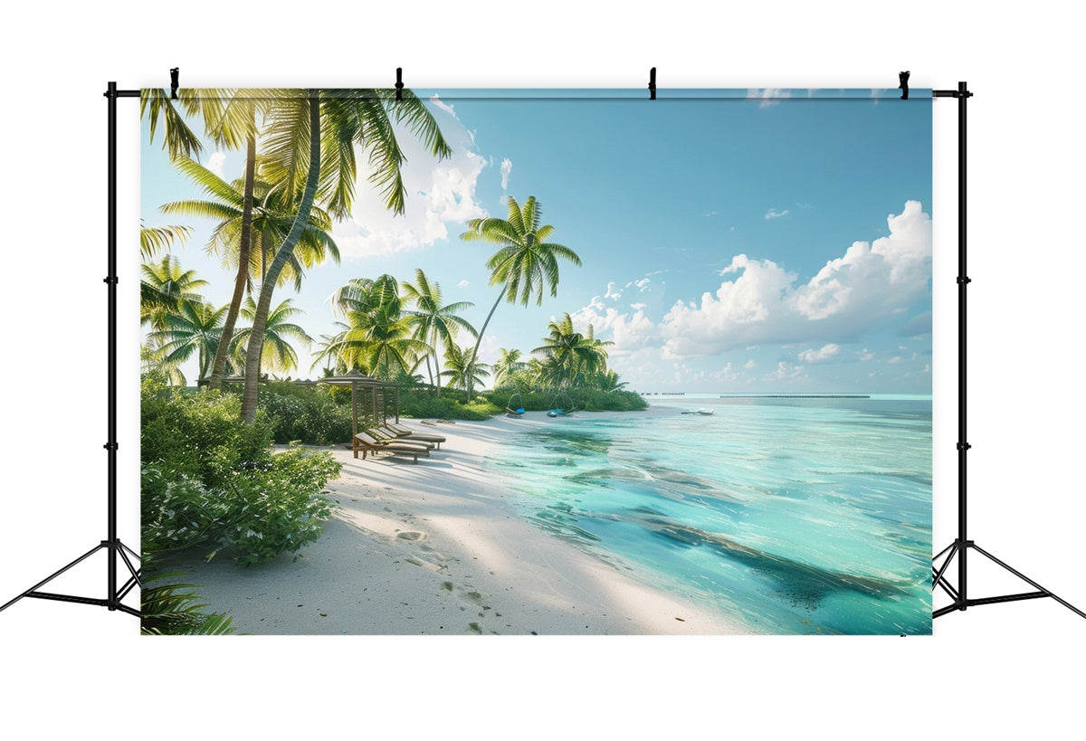 Beach Backdrop Photography Beach Resort Paradise Summer Backdrop UK CJJ3-236