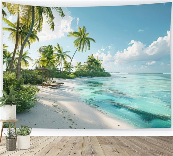 Beach Backdrop Photography Beach Resort Paradise Summer Backdrop UK CJJ3-236